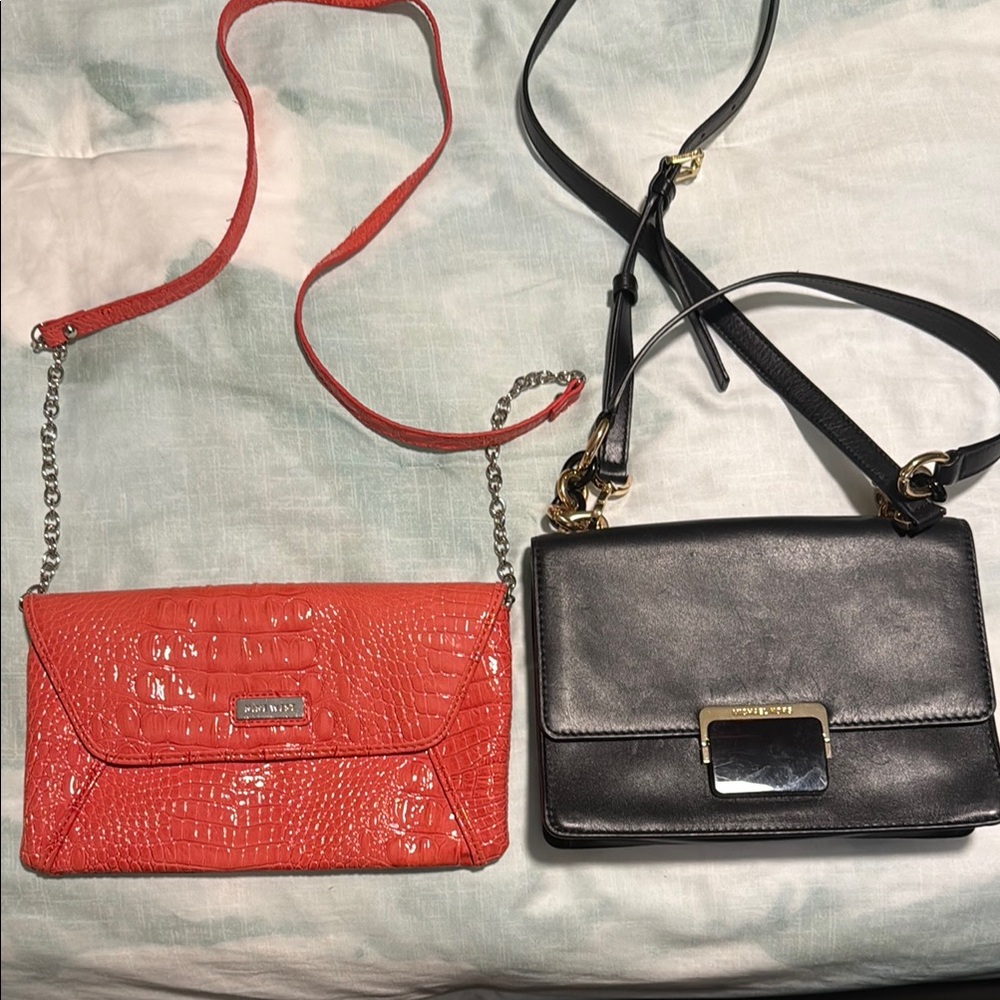 Red/orange Nine West and Black Michael Kors Crossbody Bags